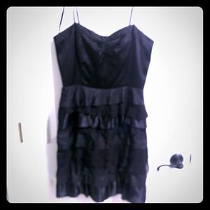 Armani Exchange sz 10 black silk ruffled dress